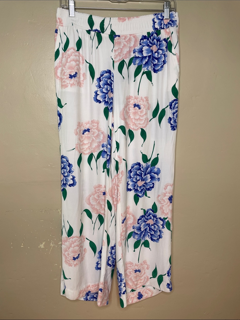 ANN TAYLOR Floral Wide Leg Cottagecore Garden Party Beach Pull-On Pants SP